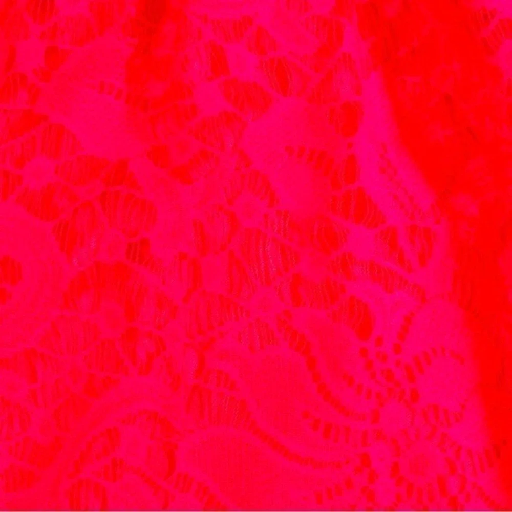 Speechless Lace Dress Womens L‎ Neon Pink High Neck Fit Flare Mini NWT